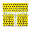 Sleeping Bear Emoji Pattern Print 3 Piece Kitchen Curtains
