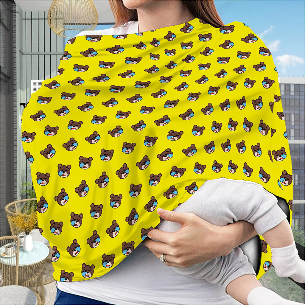 Sleeping Bear Emoji Pattern Print Baby Seat Cover