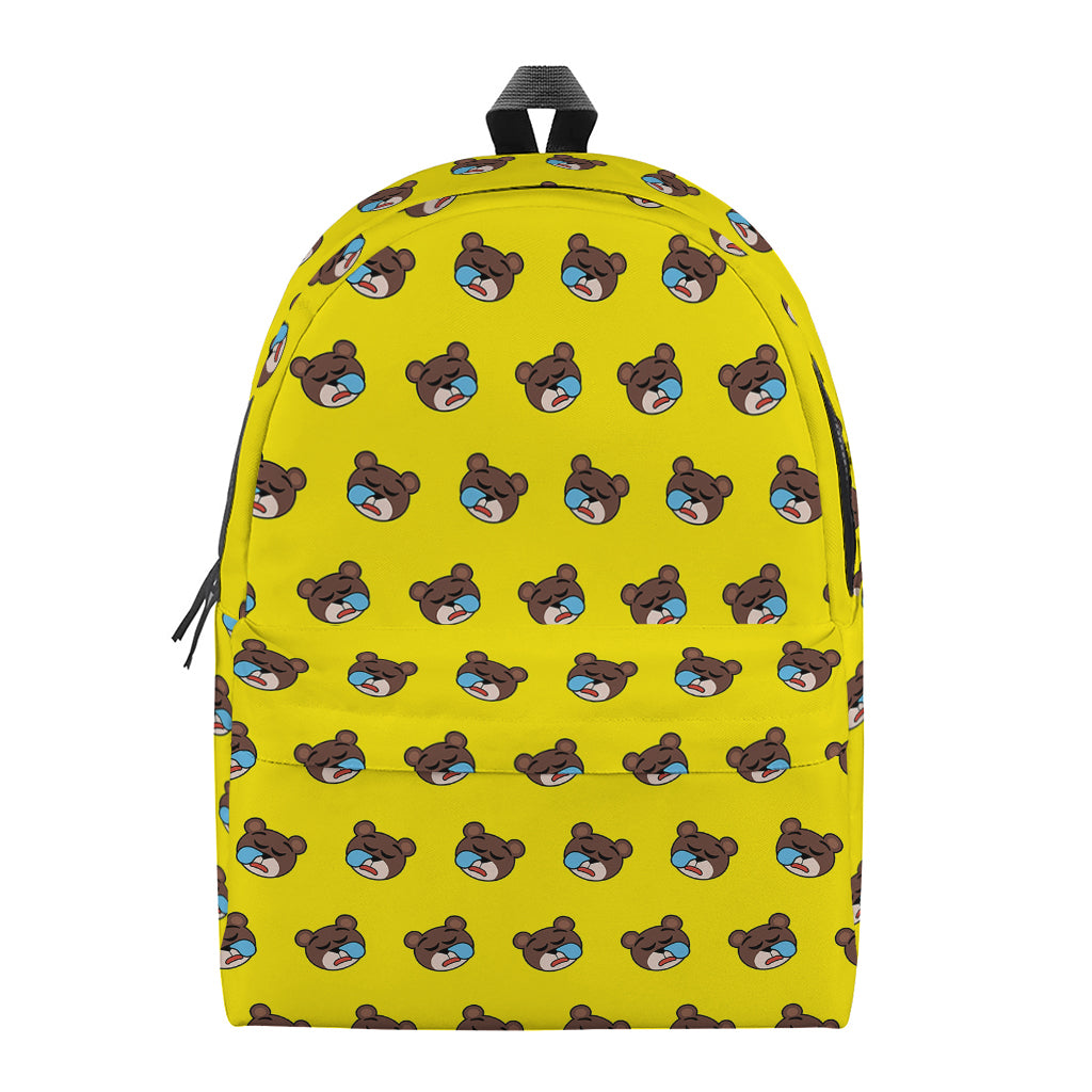 Sleeping Bear Emoji Pattern Print Backpack