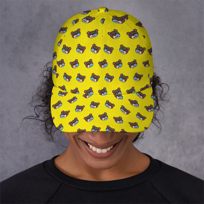Sleeping Bear Emoji Pattern Print Baseball Cap