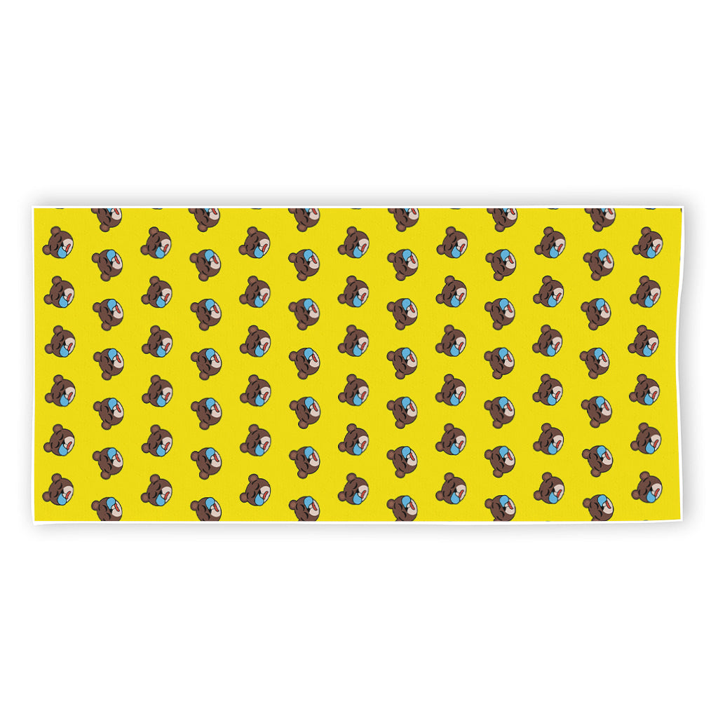 Sleeping Bear Emoji Pattern Print Beach Towel