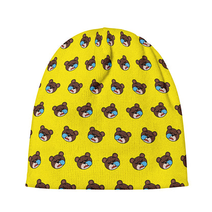 Sleeping Bear Emoji Pattern Print Beanie