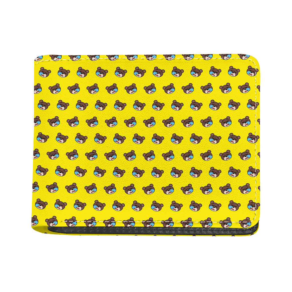 Sleeping Bear Emoji Pattern Print Bifold Wallet