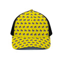 Sleeping Bear Emoji Pattern Print Black Mesh Trucker Hat