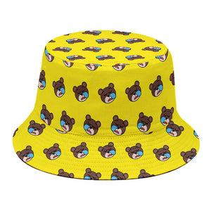 Sleeping Bear Emoji Pattern Print Bucket Hat