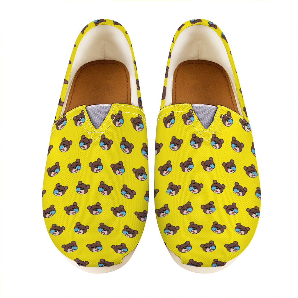 Sleeping Bear Emoji Pattern Print Casual Shoes
