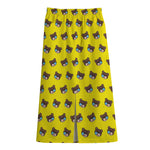 Sleeping Bear Emoji Pattern Print Cotton Front Slit Maxi Skirt