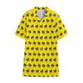 Sleeping Bear Emoji Pattern Print Cotton Hawaiian Shirt