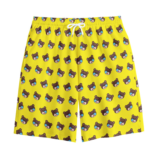 Sleeping Bear Emoji Pattern Print Cotton Shorts