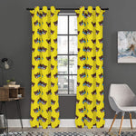 Sleeping Bear Emoji Pattern Print Curtain