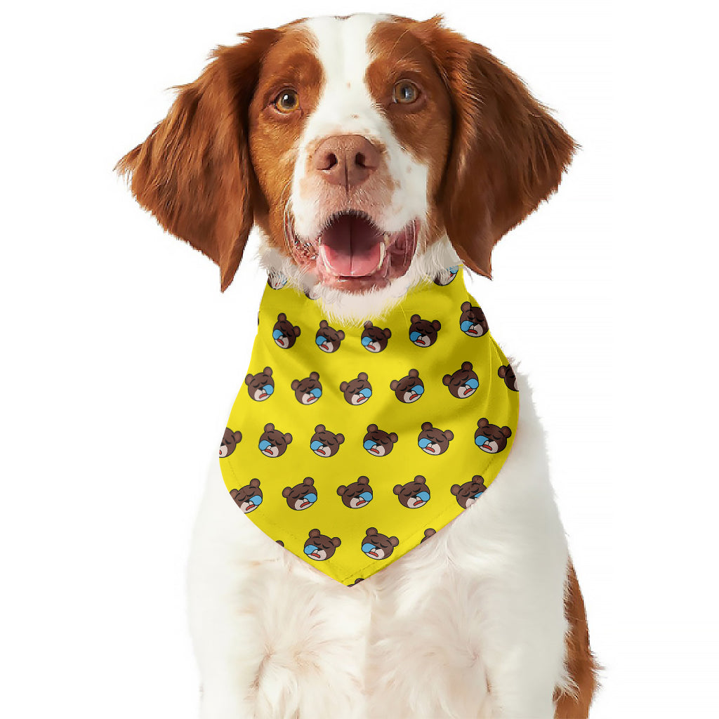Sleeping Bear Emoji Pattern Print Dog Bandana