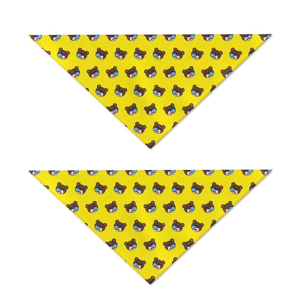 Sleeping Bear Emoji Pattern Print Dog Bandana