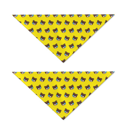 Sleeping Bear Emoji Pattern Print Dog Bandana