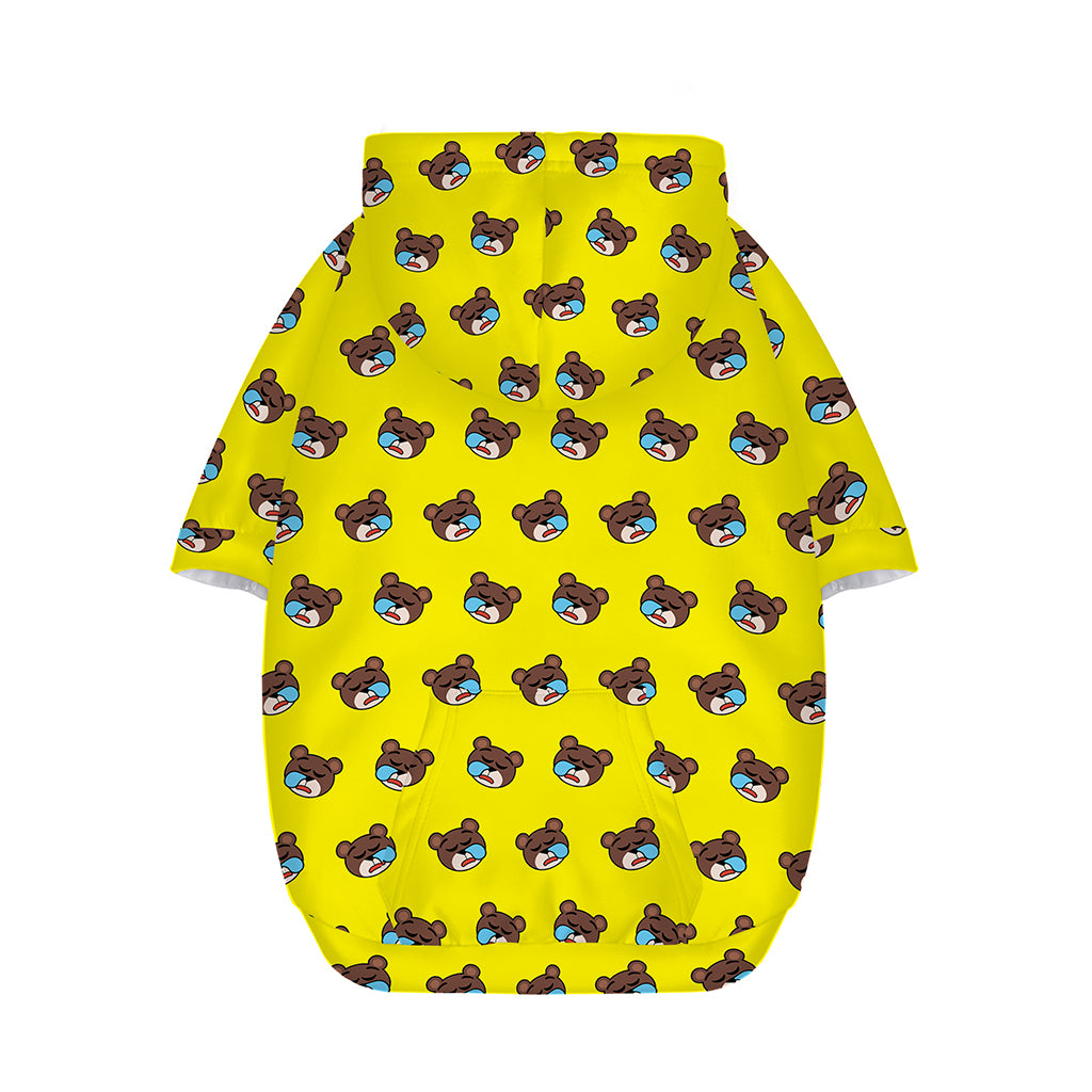 Sleeping Bear Emoji Pattern Print Dog Zip Up Hoodie