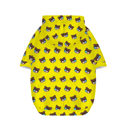 Sleeping Bear Emoji Pattern Print Dog Zip Up Hoodie