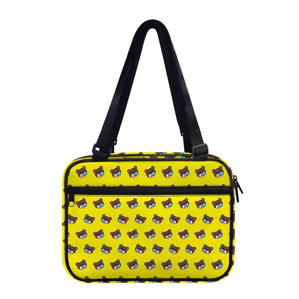 Sleeping Bear Emoji Pattern Print Double Strap Bible Bag