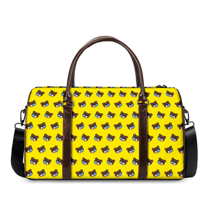 Sleeping Bear Emoji Pattern Print Duffle Bag