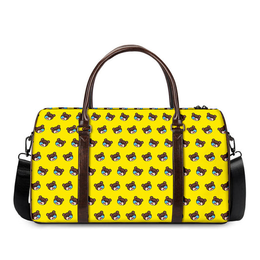 Sleeping Bear Emoji Pattern Print Duffle Bag