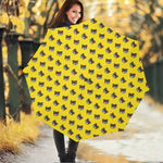 Sleeping Bear Emoji Pattern Print Foldable Umbrella