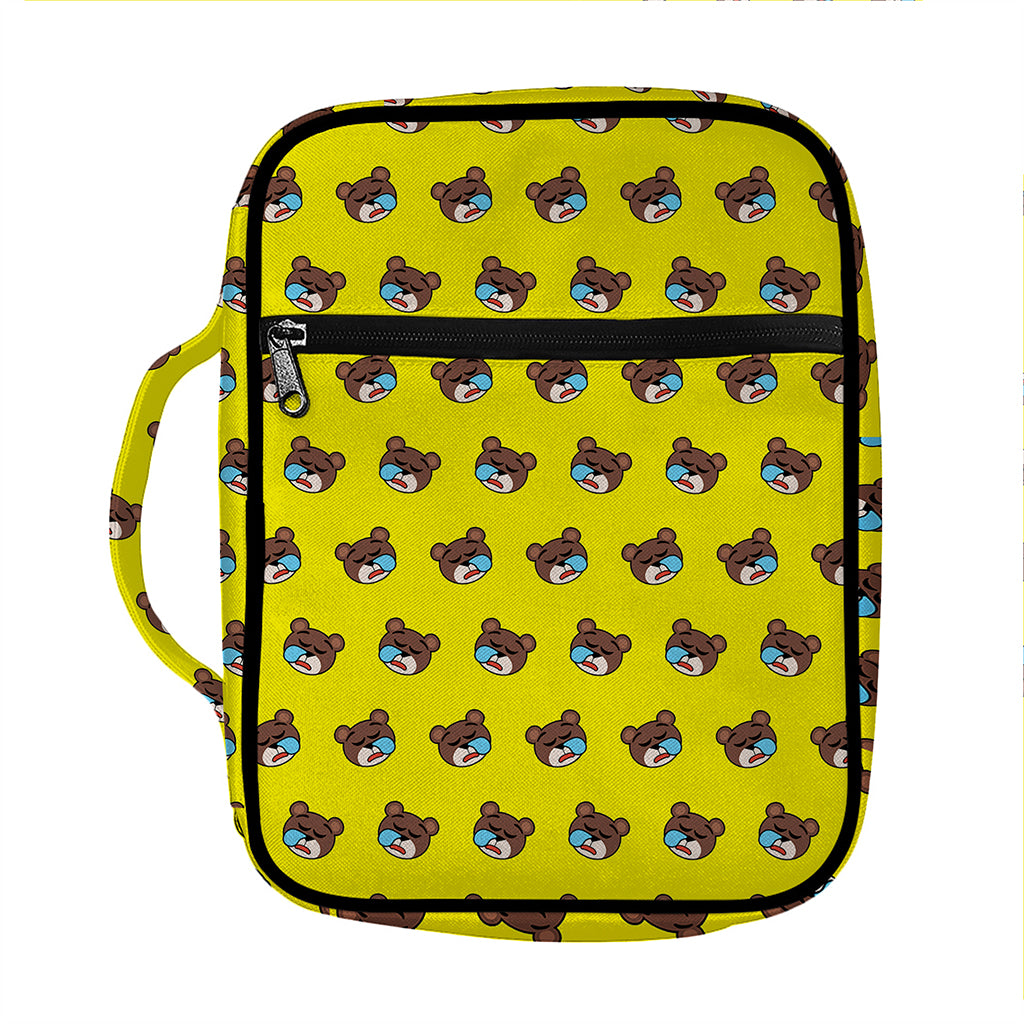 Sleeping Bear Emoji Pattern Print Front Pocket Bible Bag
