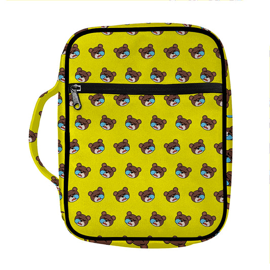 Sleeping Bear Emoji Pattern Print Front Pocket Bible Bag