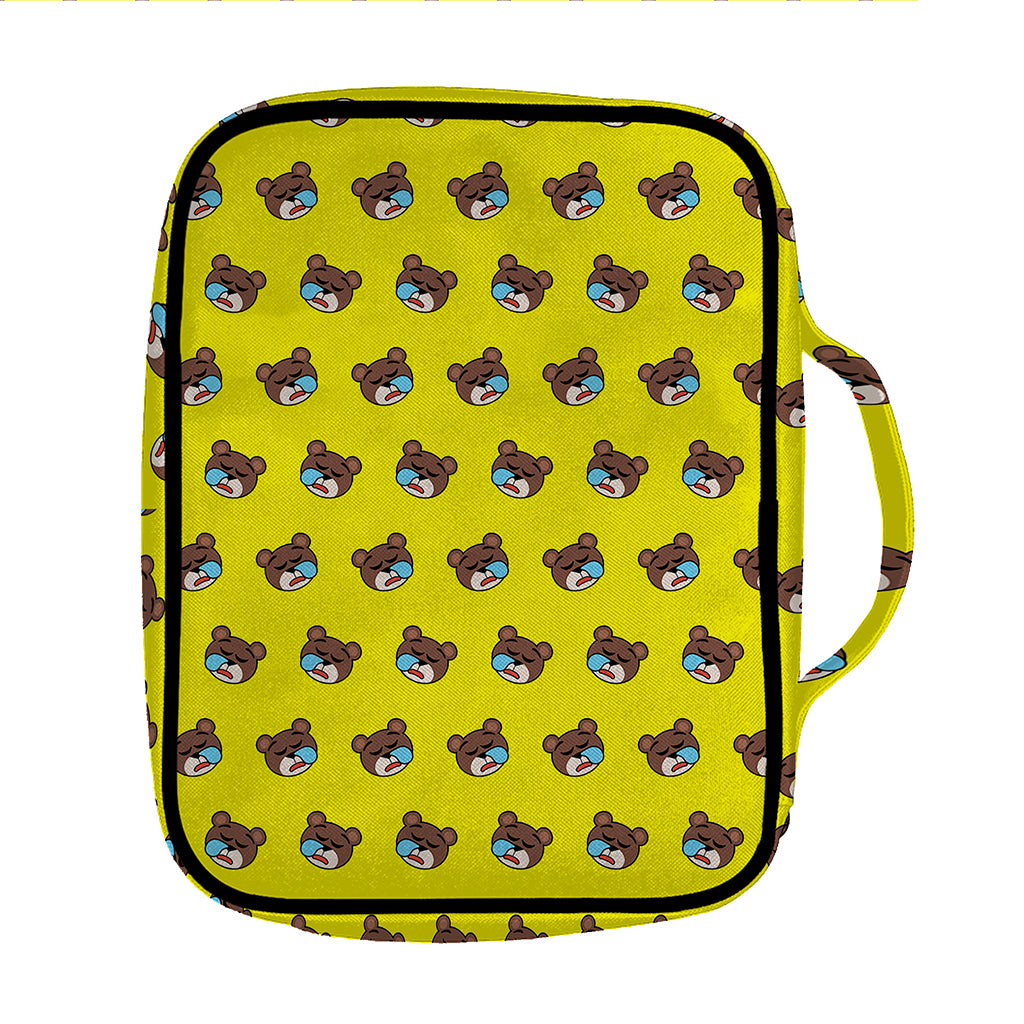 Sleeping Bear Emoji Pattern Print Front Pocket Bible Bag