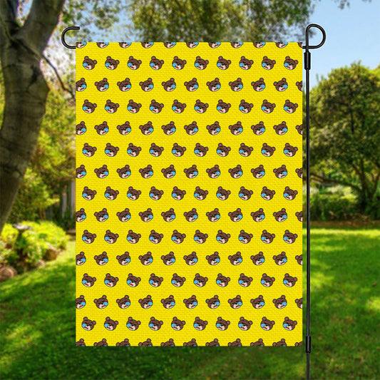 Sleeping Bear Emoji Pattern Print Garden Flag