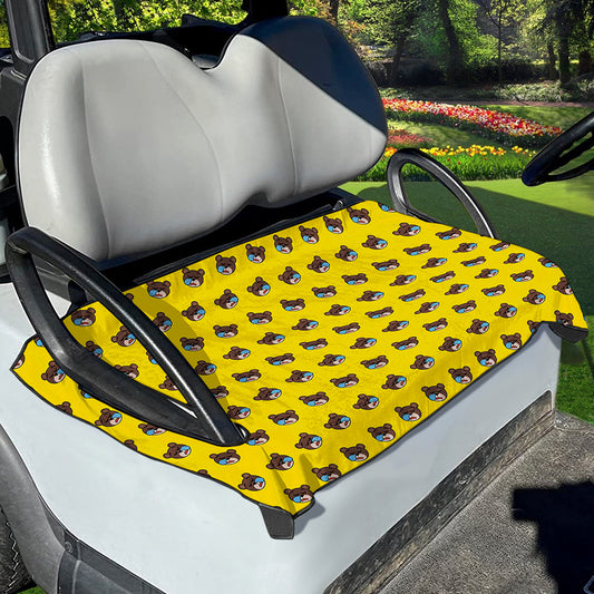 Sleeping Bear Emoji Pattern Print Golf Cart Seat Cover