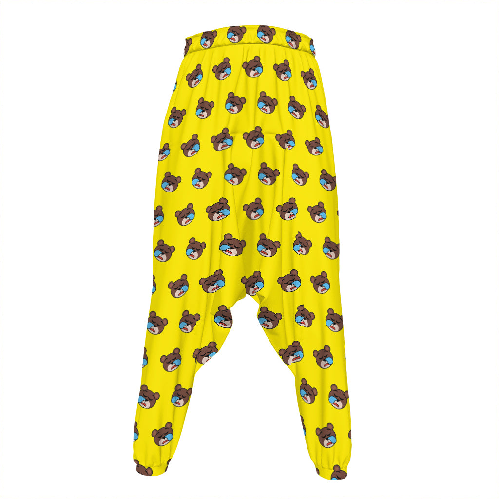 Sleeping Bear Emoji Pattern Print Hammer Pants