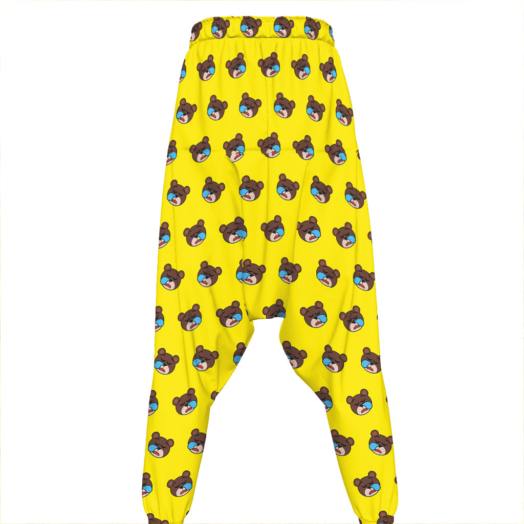 Sleeping Bear Emoji Pattern Print Hammer Pants