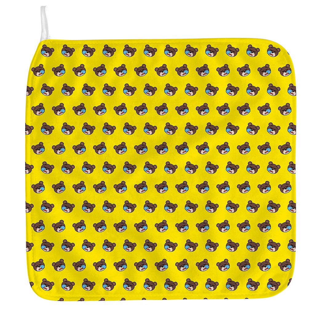 Sleeping Bear Emoji Pattern Print Hand Towel