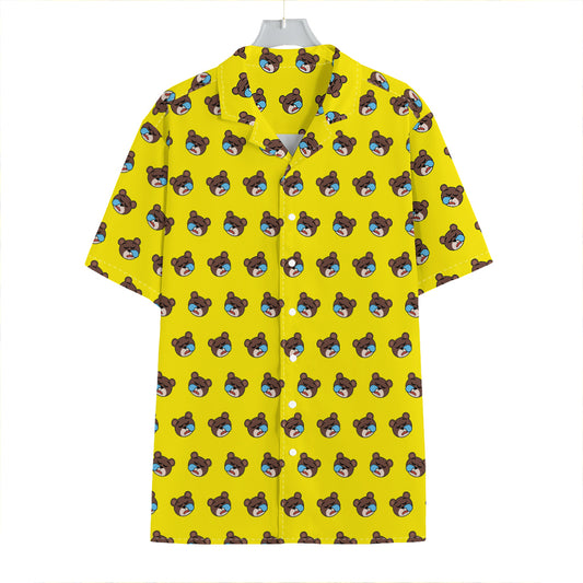 Sleeping Bear Emoji Pattern Print Hawaiian Shirt