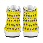 Sleeping Bear Emoji Pattern Print High Top Leather Sneakers