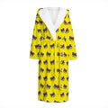Sleeping Bear Emoji Pattern Print Hooded Bathrobe