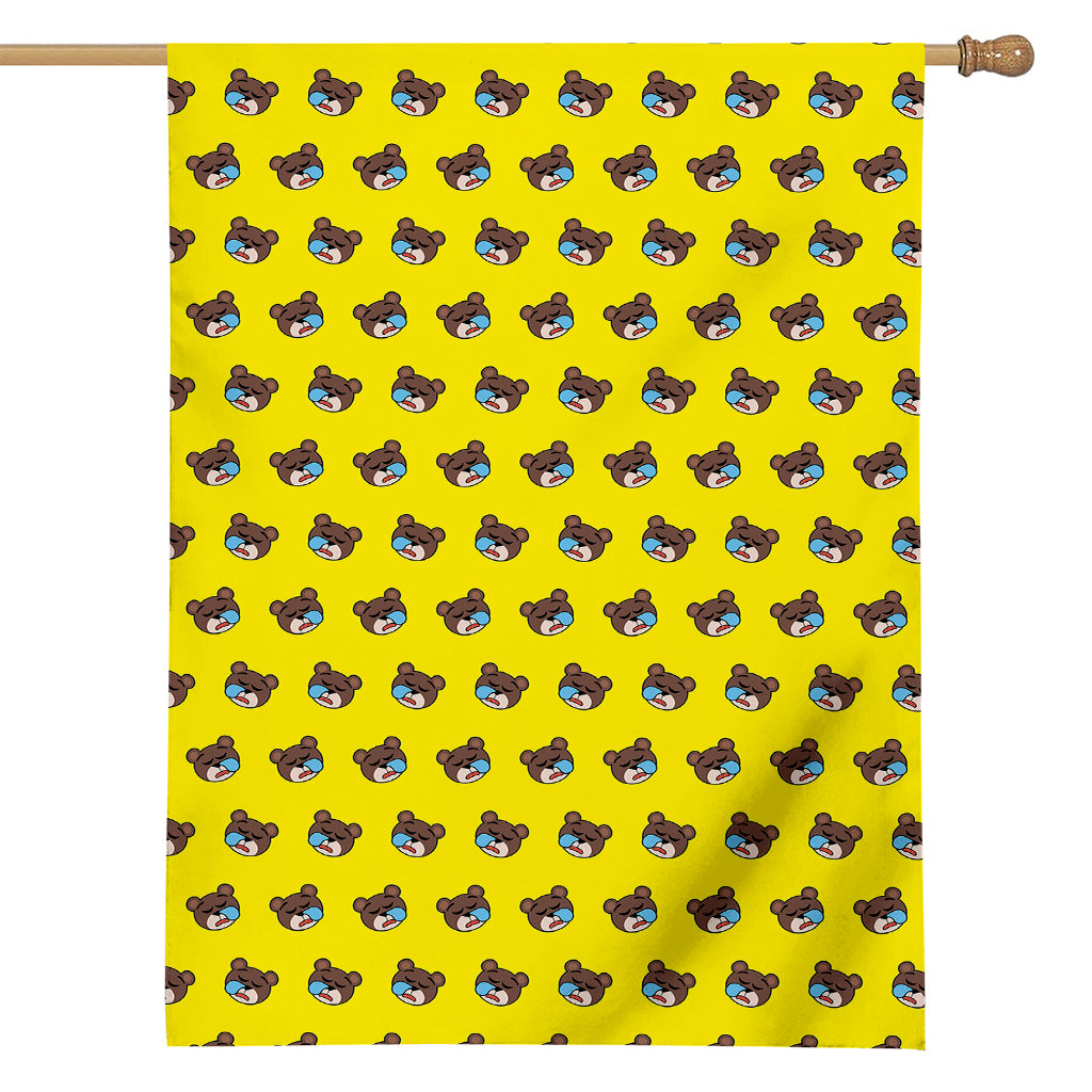 Sleeping Bear Emoji Pattern Print House Flag