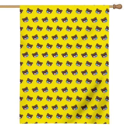 Sleeping Bear Emoji Pattern Print House Flag