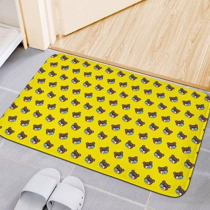Sleeping Bear Emoji Pattern Print Indoor Door Mat