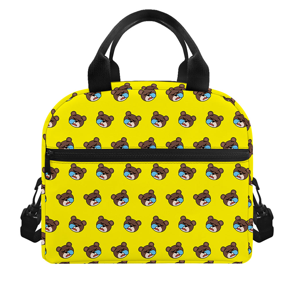 Sleeping Bear Emoji Pattern Print Insulated Lunch Bag