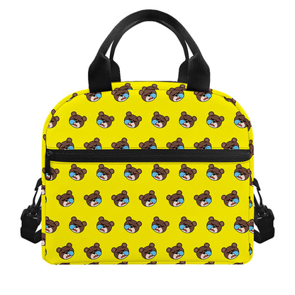 Sleeping Bear Emoji Pattern Print Insulated Lunch Bag