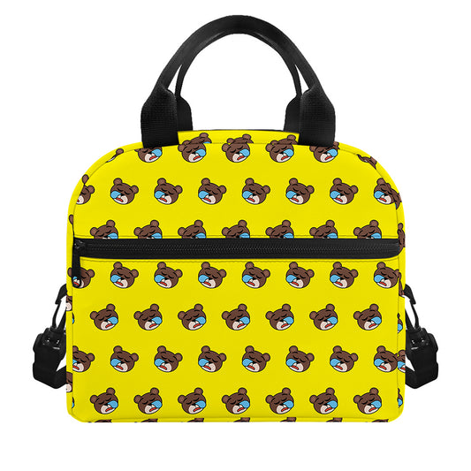 Sleeping Bear Emoji Pattern Print Insulated Lunch Bag