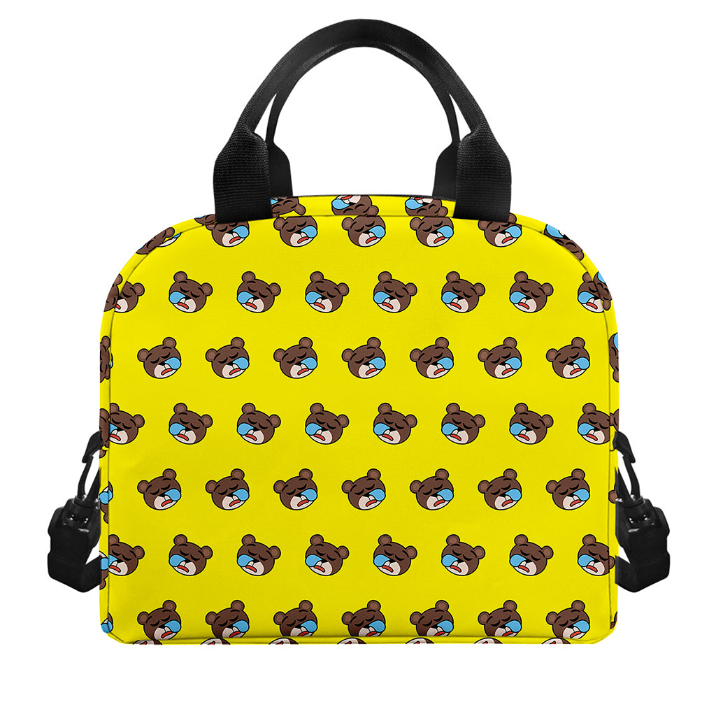 Sleeping Bear Emoji Pattern Print Insulated Lunch Bag