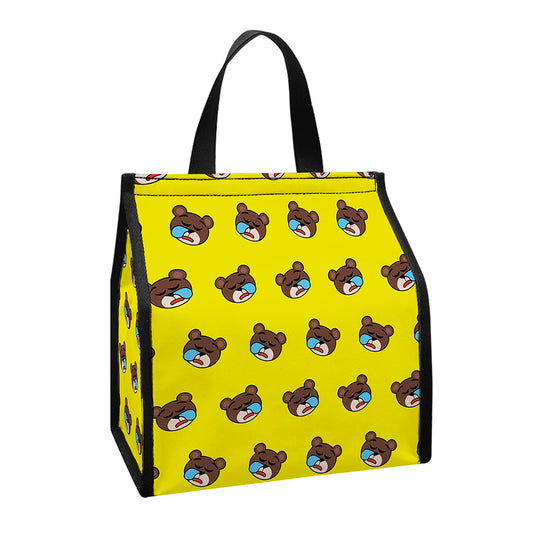 Sleeping Bear Emoji Pattern Print Insulated Lunch Tote