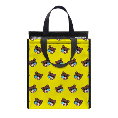 Sleeping Bear Emoji Pattern Print Insulated Lunch Tote