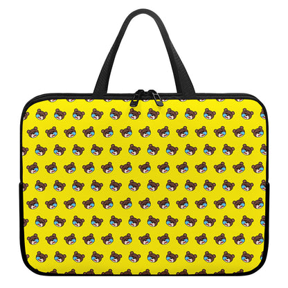 Sleeping Bear Emoji Pattern Print Laptop Sleeve With Handle
