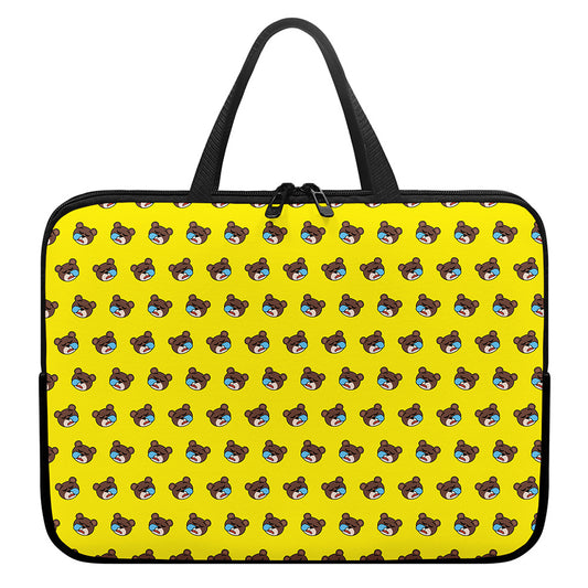 Sleeping Bear Emoji Pattern Print Laptop Sleeve With Handle