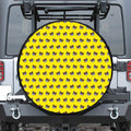 Sleeping Bear Emoji Pattern Print Leather Spare Tire Cover