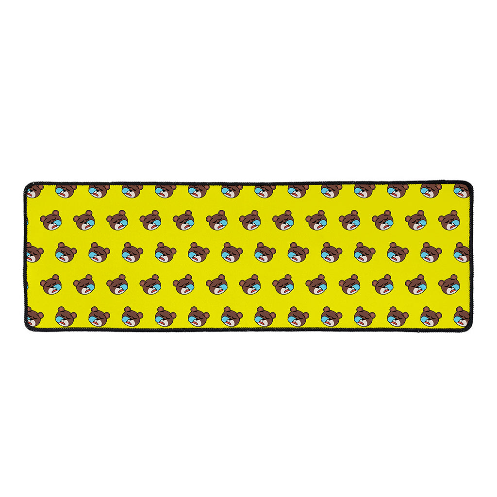 Sleeping Bear Emoji Pattern Print Long Kitchen Mat