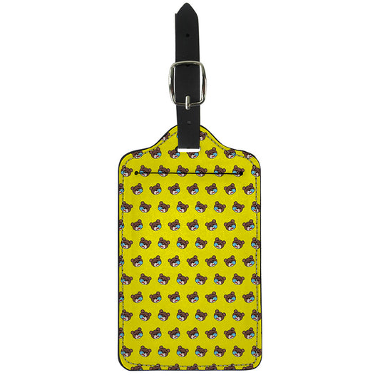 Sleeping Bear Emoji Pattern Print Luggage Tag