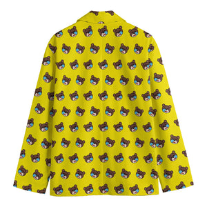 Sleeping Bear Emoji Pattern Print Men's Blazer