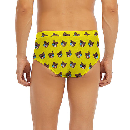 Sleeping Bear Emoji Pattern Print Men's Briefs